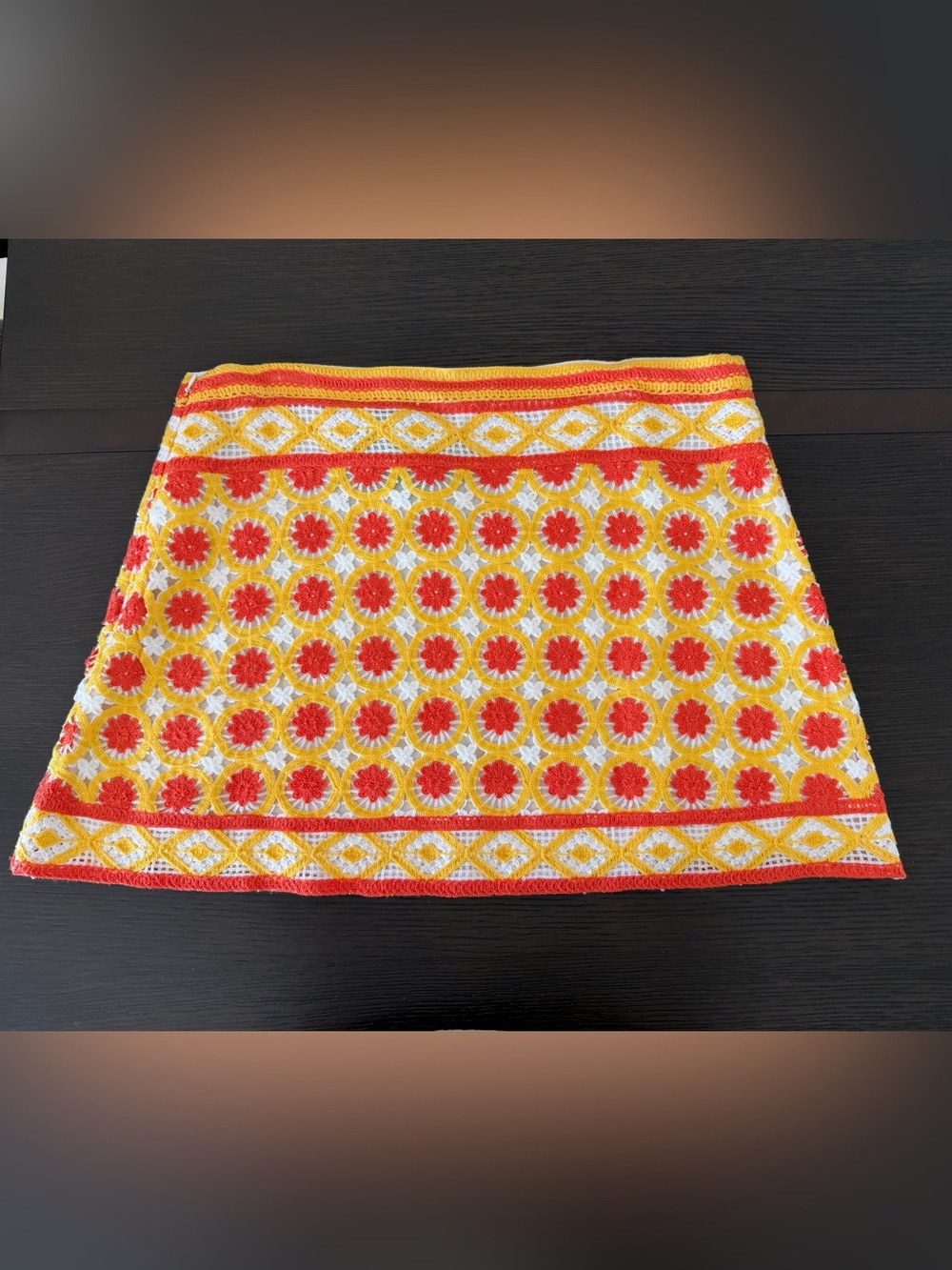 Chelsea &Violet Yellow and Orange Crochet A-line Skirt